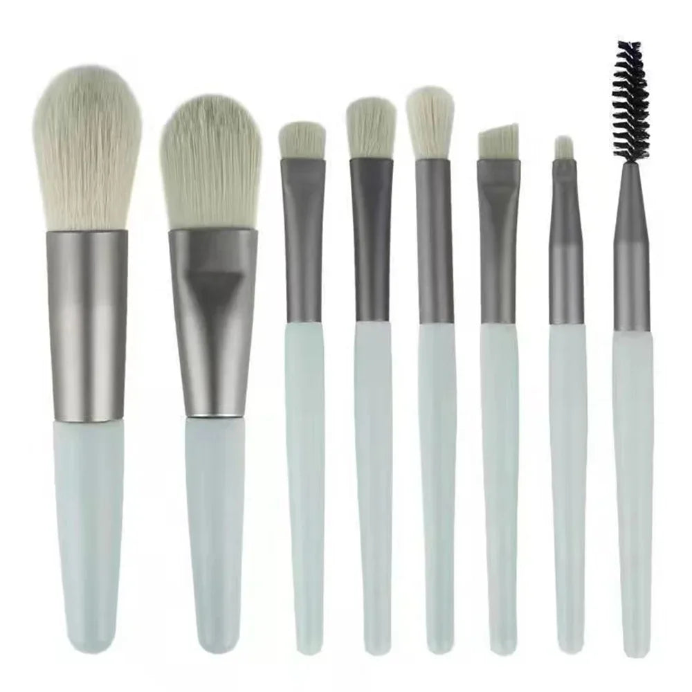 Makeup Tools Morandi 8-Piece Makeup Set Brush Loose Powder Highlighter Blush Eyebrow Brush Lip Brush Complete Makeup Tools