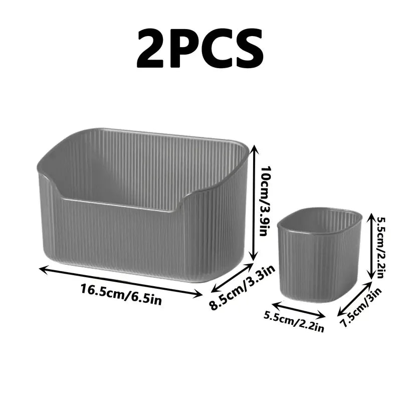 2pcs Square Plastic Cosmetic Tools Organizer Box Countertop Makeup Comestic Tools Box Multifunctional Cabinet Storage Organizer