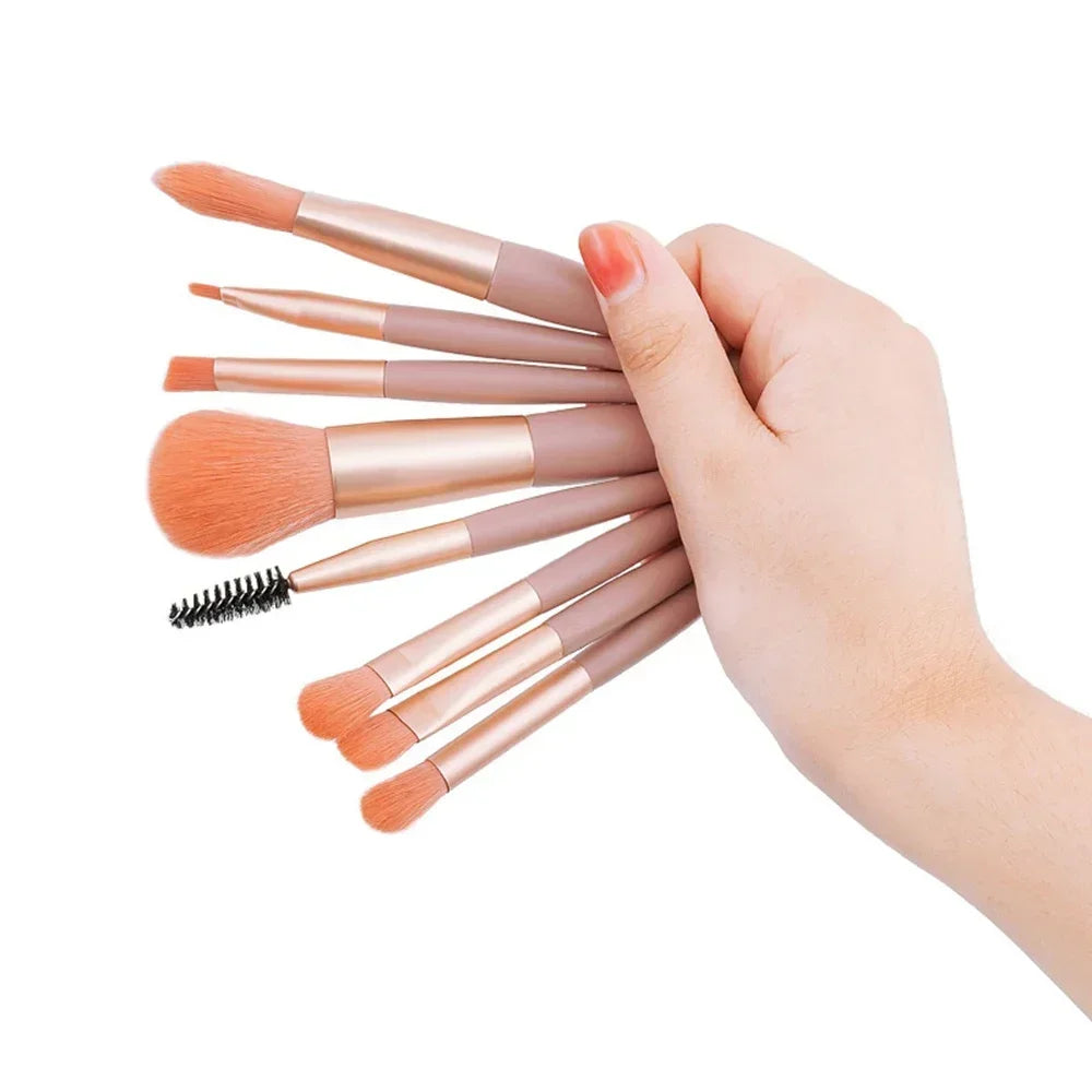 Makeup Tools Morandi 8-Piece Makeup Set Brush Loose Powder Highlighter Blush Eyebrow Brush Lip Brush Complete Makeup Tools
