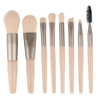 Makeup Tools Morandi 8-Piece Makeup Set Brush Loose Powder Highlighter Blush Eyebrow Brush Lip Brush Complete Makeup Tools