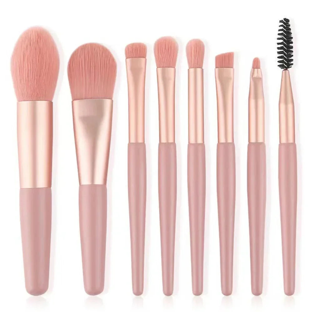 Makeup Tools Morandi 8-Piece Makeup Set Brush Loose Powder Highlighter Blush Eyebrow Brush Lip Brush Complete Makeup Tools