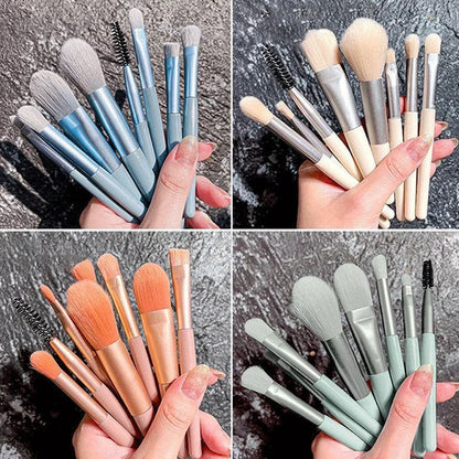 Makeup Tools Morandi 8-Piece Makeup Set Brush Loose Powder Highlighter Blush Eyebrow Brush Lip Brush Complete Makeup Tools