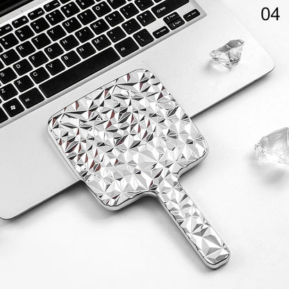 Square Handheld Mirror with Electroplated Ripple Design, Portable Cosmetic Tools Makeup Mirror Gift for Women