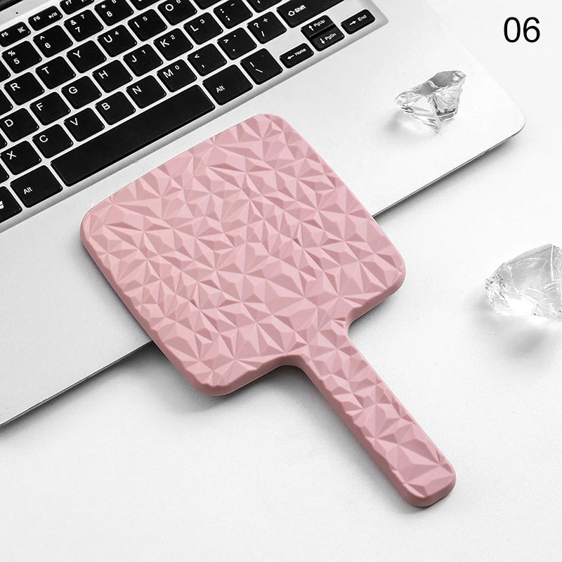 Square Handheld Mirror with Electroplated Ripple Design, Portable Cosmetic Tools Makeup Mirror Gift for Women