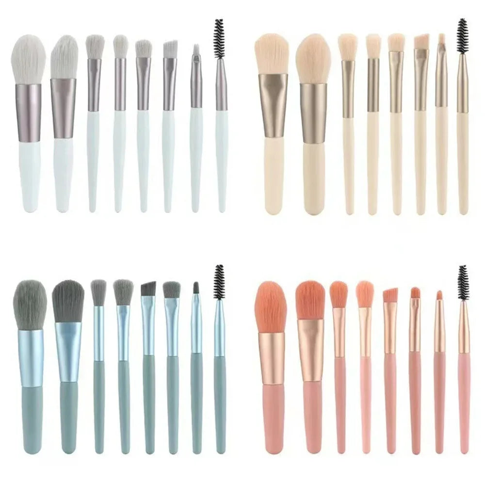 Makeup Tools Morandi 8-Piece Makeup Set Brush Loose Powder Highlighter Blush Eyebrow Brush Lip Brush Complete Makeup Tools