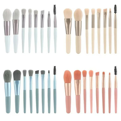 Makeup Tools Morandi 8-Piece Makeup Set Brush Loose Powder Highlighter Blush Eyebrow Brush Lip Brush Complete Makeup Tools