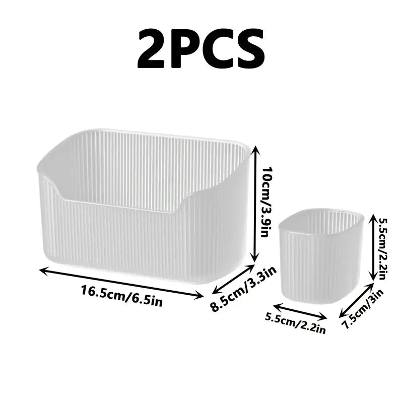 2pcs Square Plastic Cosmetic Tools Organizer Box Countertop Makeup Comestic Tools Box Multifunctional Cabinet Storage Organizer