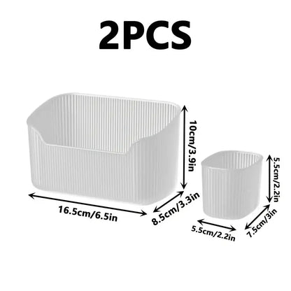 2pcs Square Plastic Cosmetic Tools Organizer Box Countertop Makeup Comestic Tools Box Multifunctional Cabinet Storage Organizer