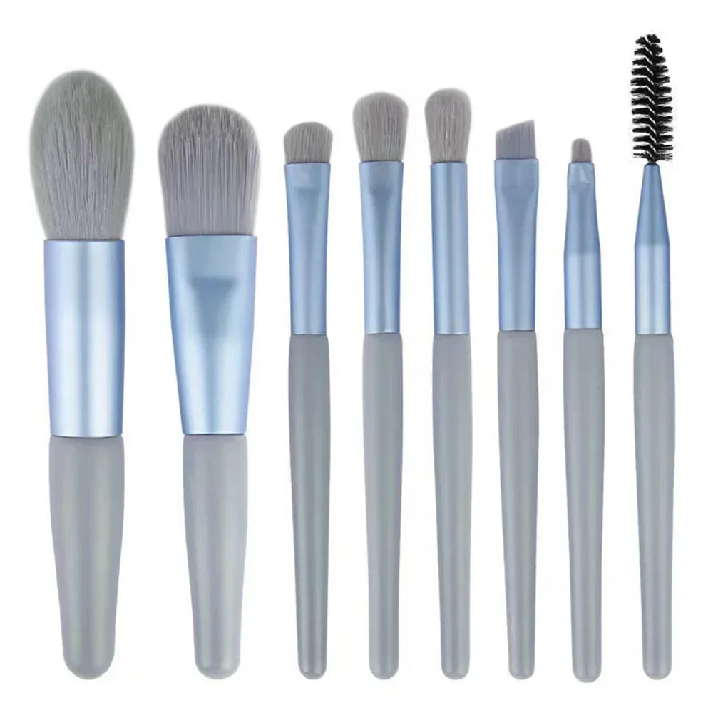 Makeup Tools Morandi 8-Piece Makeup Set Brush Loose Powder Highlighter Blush Eyebrow Brush Lip Brush Complete Makeup Tools