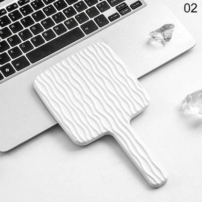 Square Handheld Mirror with Electroplated Ripple Design, Portable Cosmetic Tools Makeup Mirror Gift for Women