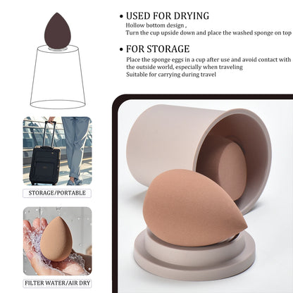 Coffee-Colored Makeup Brush Set with Wooden Handles 10-Piece Ladies Cosmetic Tools Including Makeup Sponges