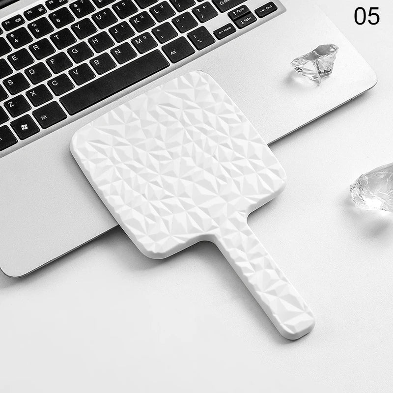 Square Handheld Mirror with Electroplated Ripple Design, Portable Cosmetic Tools Makeup Mirror Gift for Women