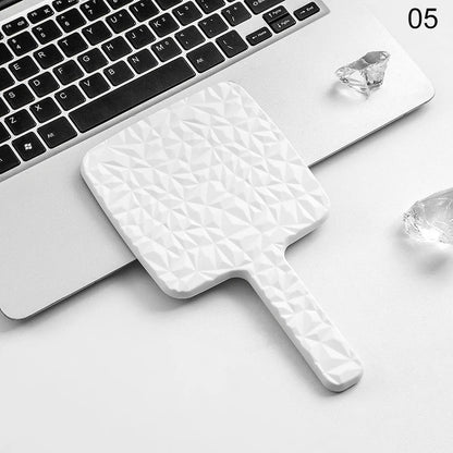 Square Handheld Mirror with Electroplated Ripple Design, Portable Cosmetic Tools Makeup Mirror Gift for Women